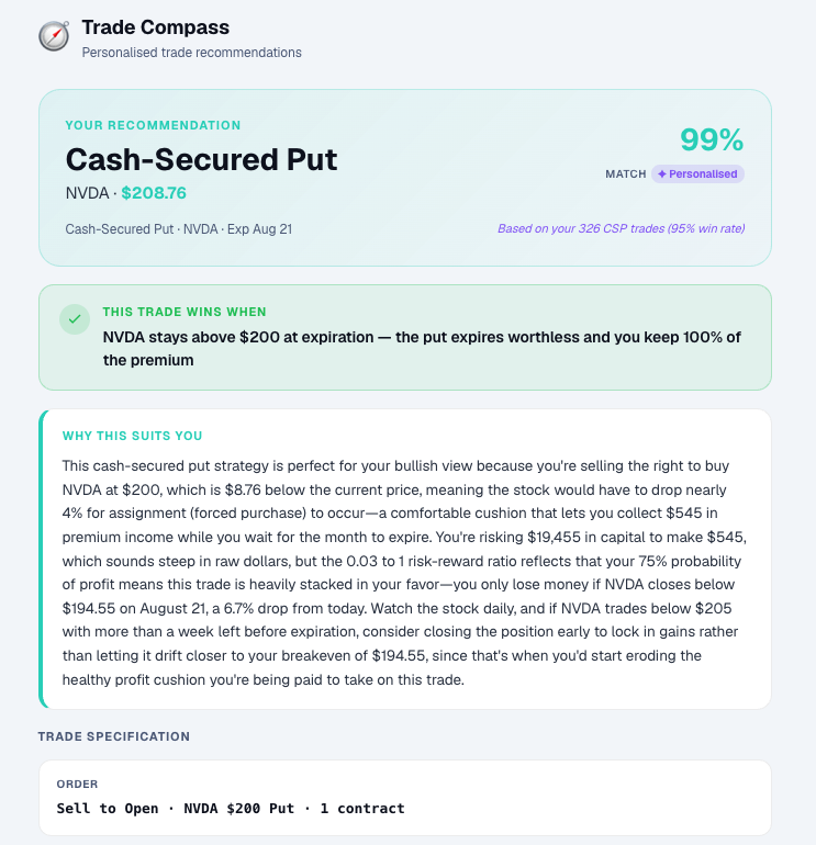 Trade Compass recommendation — light